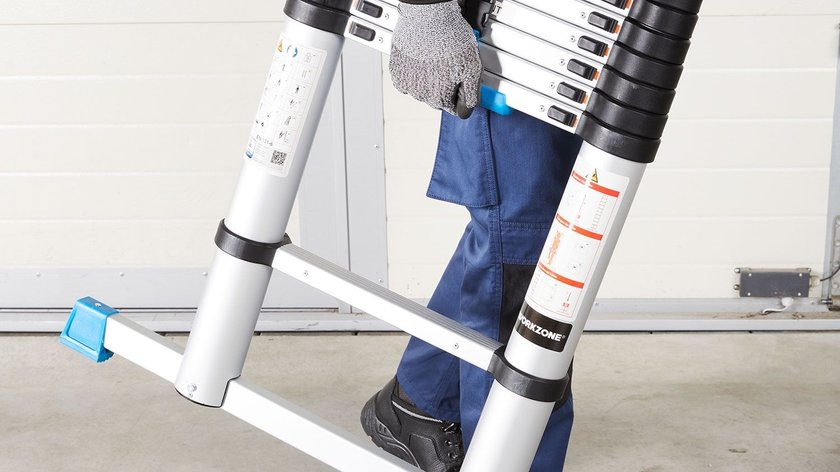 Workzone - Échelle télescopique - 3,27 mètres extensible - Technologie Soft-Close - Charge utile max. 150 kg de charge utile - Certifiée EN131 - Argent