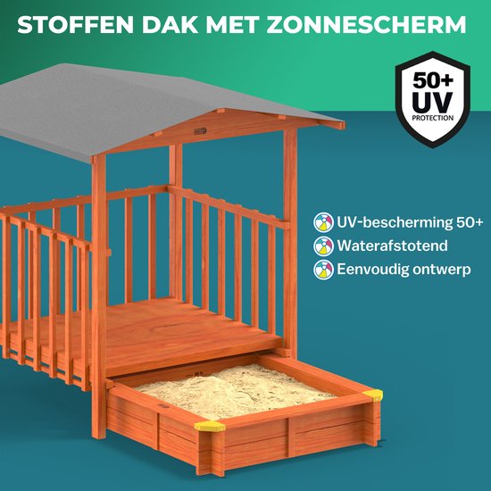 Spielwerk Sandbox - Bois Toit solaire UV 50+ Merle - 143x130x130cm