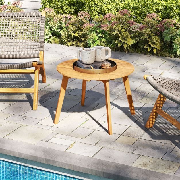 Table d'appoint ronde Coast en bois d'acacia – Ø 62 x 40 cm – Naturel