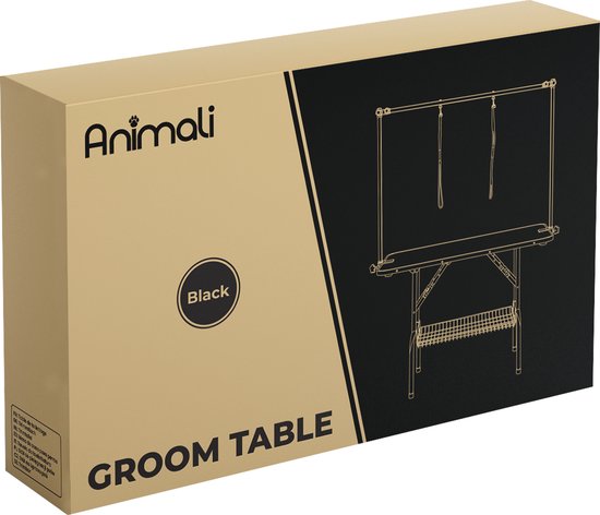 Animali Grooming Table - Table de toilettage pour chiens/chats - Table de toilettage pour chiens - Pliable - Option laisse - Panier de rangement - Capacité de charge 80KG - Noir