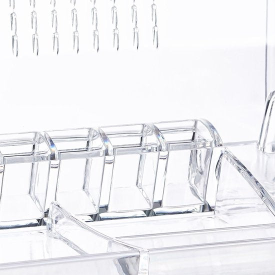 Boîte de rangement - Relaxdays - Organisateur de maquillage - Rangement cosmétique - Porte-bijoux transparent