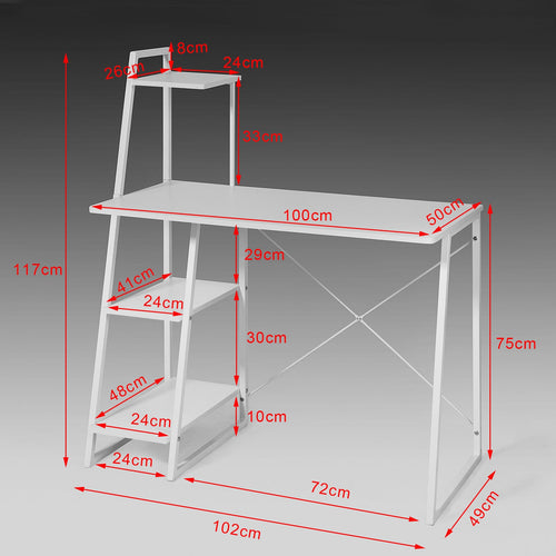 SoBuy - Bureau avec armoire de rangement ouverte - Max. 50 kg - 56 x 14 x 105 cm - Blanc