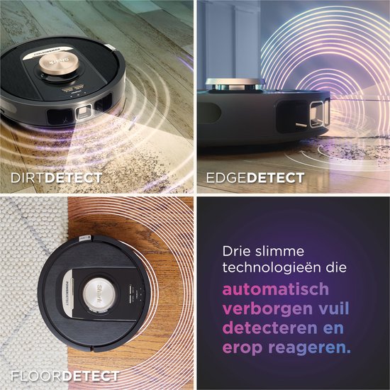 Robot aspirateur Shark PowerDetect avec station de vidange/chargement - Navigation laser complète à 360° - Avec application et technologie anti-odeurs - Pour animaux domestiques - RV2820VEEU