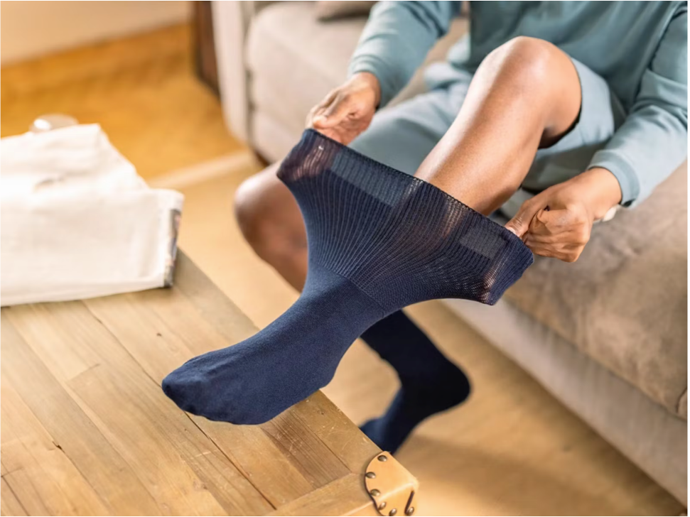 Chaussettes en bambou pour diabétiques - Idéales pour la thrombose - Unisexe - 3 paires - Marine