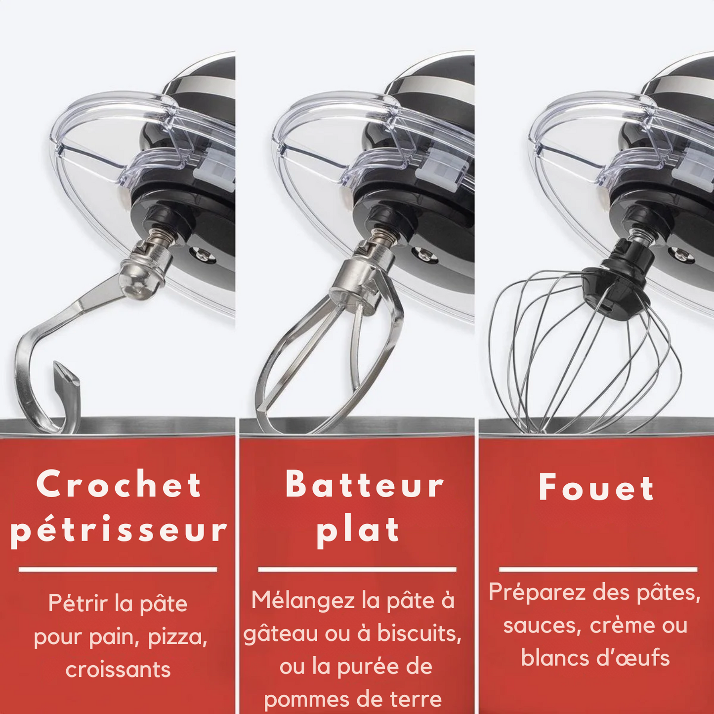 Robot Pâtissier 1400 W avec Bol 6 L en Inox – Noir | KitchenBrothers
