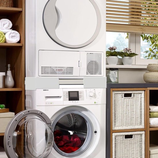 Vonia Entretoise lave-linge séchant - Kit d'empilage lave-linge séchant - Universel - Ajustable - Blanc
