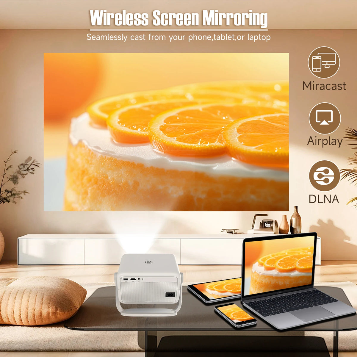 Projecteur intelligent Magcubic L018 4K – Résolution native 1080p – Wi-Fi 6 et Bluetooth 5.4 – 650 ANSI – Mise au point automatique et correction automatique de la distorsion trapézoïdale – 224 x 151 x 173 mm