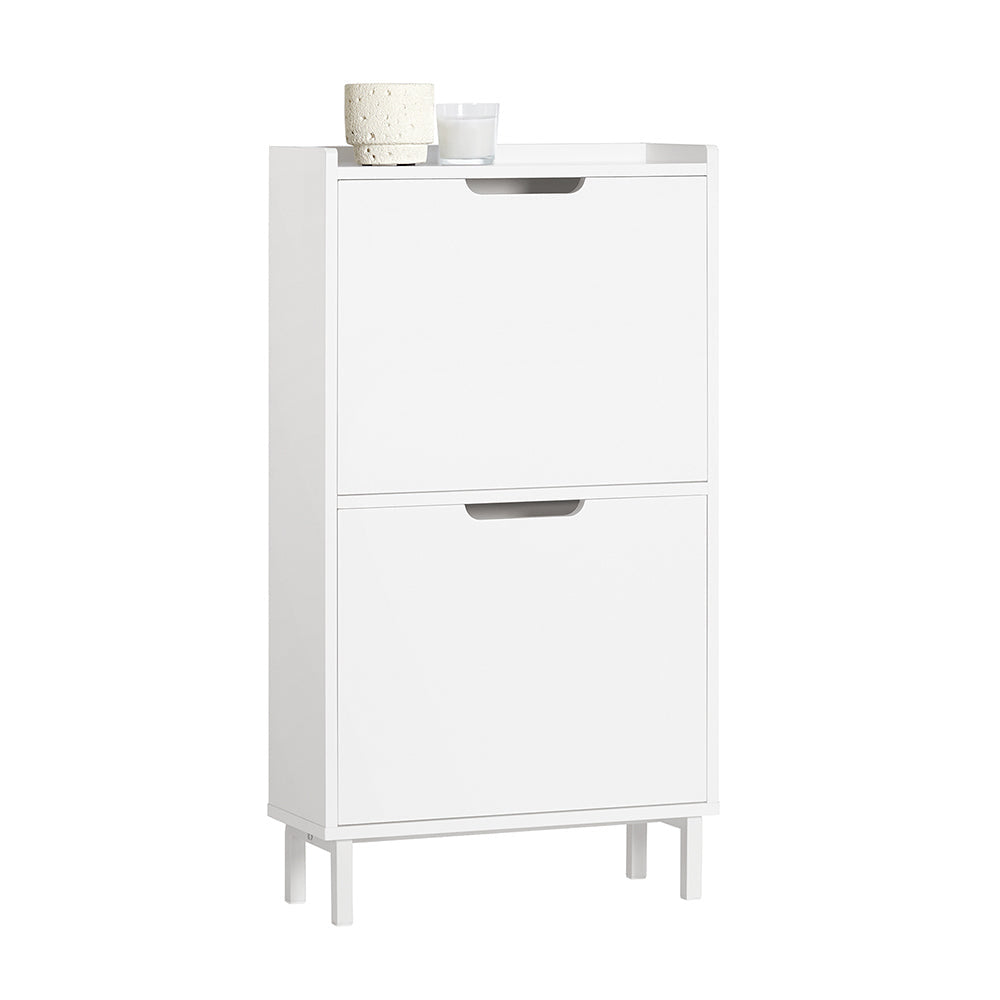 SoBuy FSR151-W Armoire à chaussures avec 3 volets, buffet à chaussures, étagère à chaussures, boîte à chaussures, armoire de couloir, armoire de rangement pour chaussures