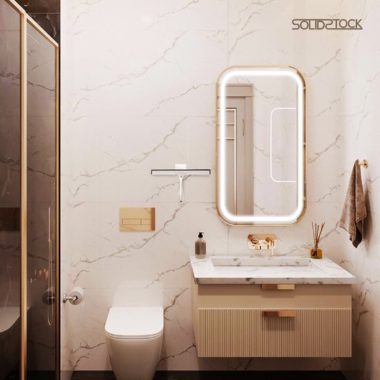Essuie-douche en acier inoxydable - Extracteur de douche de luxe - Crochet de suspension sans perçage - Extracteur de douche chromé