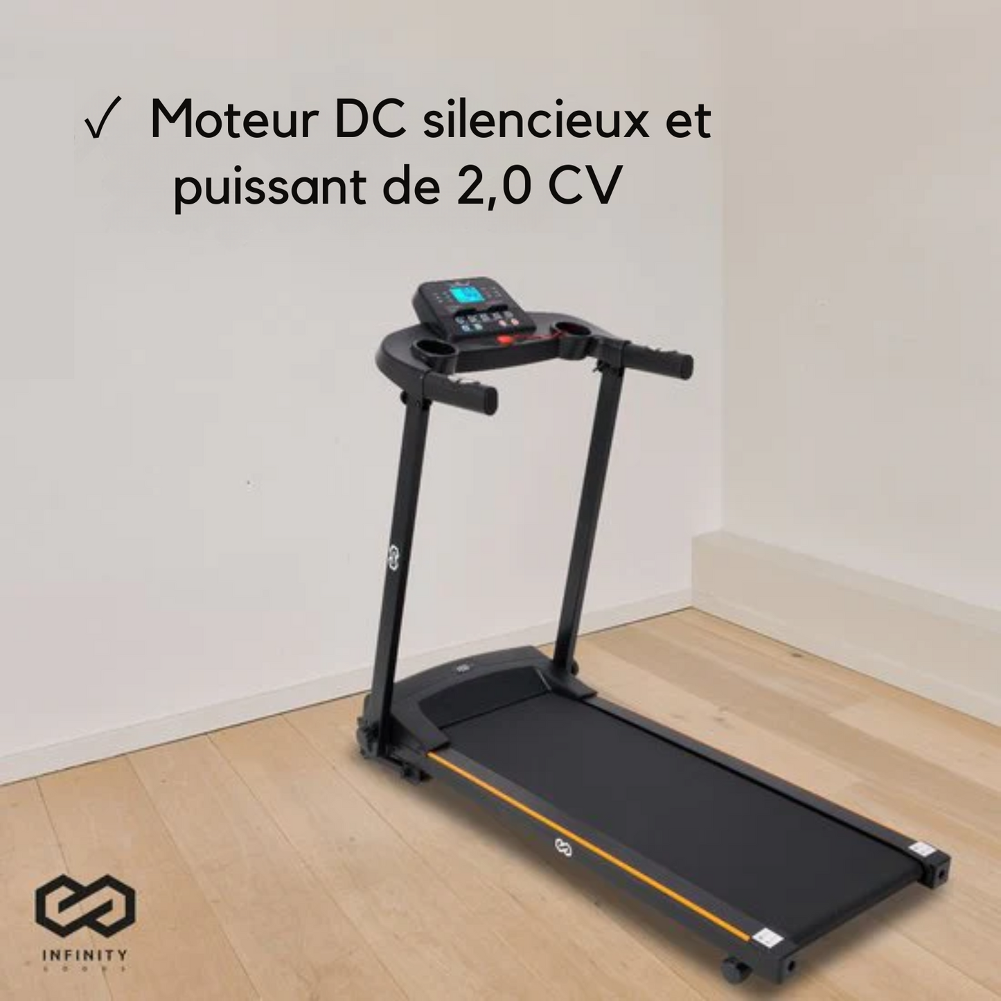 Tapis de course - Infinity Goods - Avec inclinaison - Pliable - 132 x 60 x 117 cm - Noir