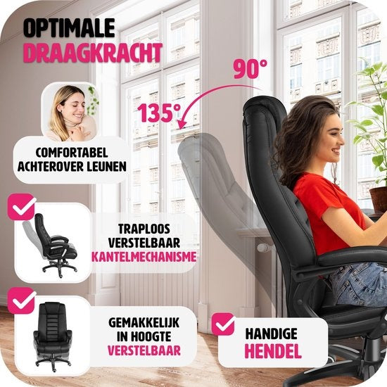 tectake® - Fauteuil de direction design et luxueux - Noir
