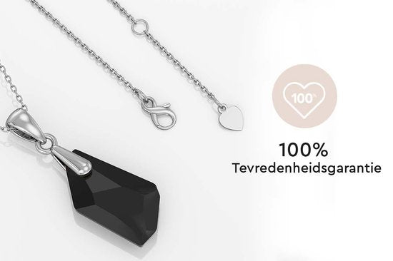 Yolora Collier femme avec pendentif et cristal Kalpa Camaka noir - couleur argent - plaqué or blanc 18K - boîte cadeau - cadeau fête des mères