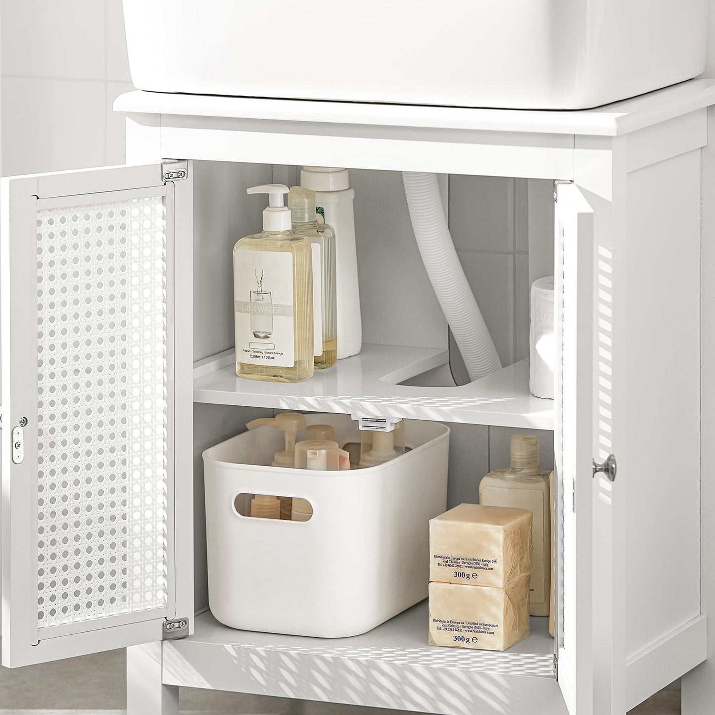 Meuble sous-lavabo SoBuy - Portes aspect treillis - 50 x 60 x 33 cm - Blanc
