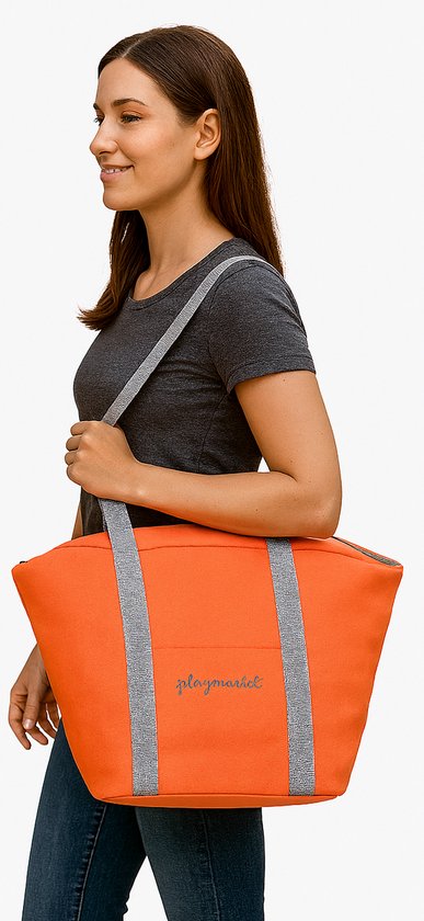 Playmarket Go Market – Grand sac isotherme 22,3 L – Sac à provisions isotherme – Orange clair – Pique-nique – Plage