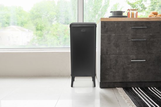 Buccan - Grande poubelle avec détecteur de mouvement - Noir - 60 litres