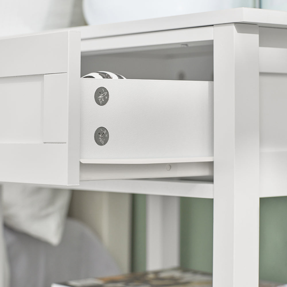 SoBuy FBT46-W Table de chevet - Blanc - 2 étagères - 1 tiroir - 45x68x30 cm