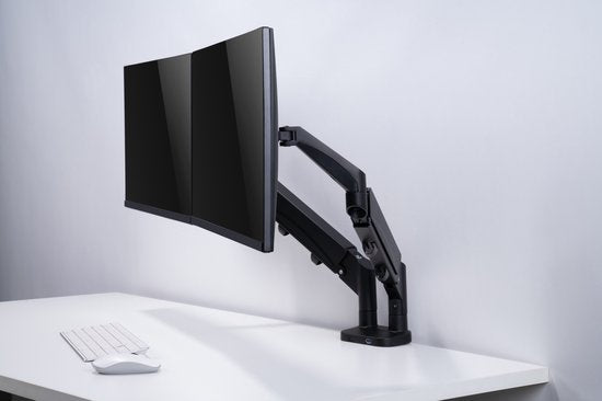 Support moniteur 2 écrans vérin à gaz - bras pour moniteur - usb 3.0 et type c - entièrement réglable