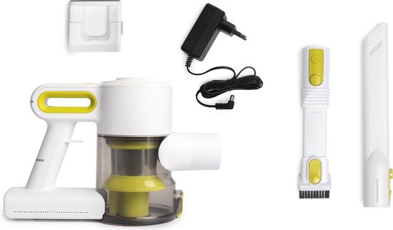 BREND BR-2214 Aspirateur à main sans fil avec éclairage LED - Le triple filtre ramasse 99,5 % de poussière fine - Blanc/vert