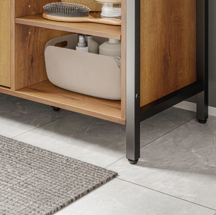 Meuble sous-lavabo SoBuy 90 x 30 x 60 cm - Marron/Noir - 2 portes - 3 étagères