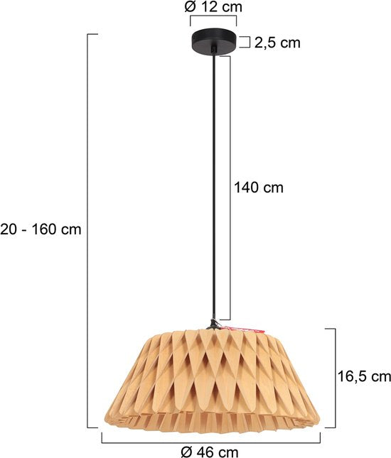 Anne Lighting - suspension - Maze - naturel - bois - Ø 46 cm - E27 - 3490E