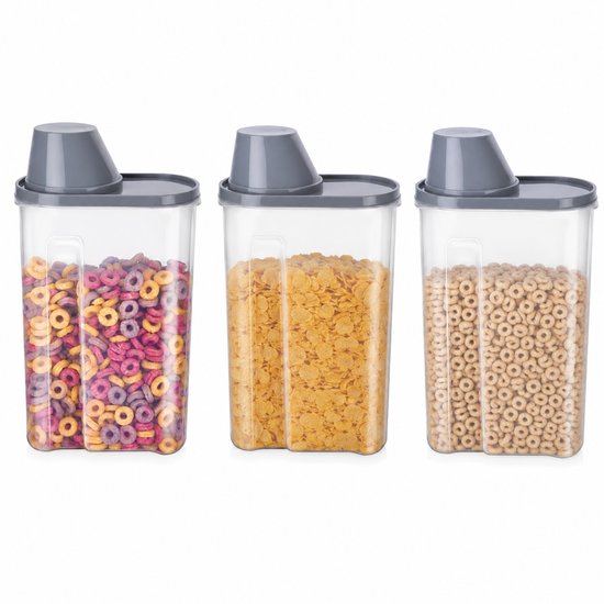 Boîte de conservation Alpina avec couvercle, 1,7 litre – Boîte de conservation avec bec verseur et doseur – Pour les céréales, les pâtes, le riz et le muesli