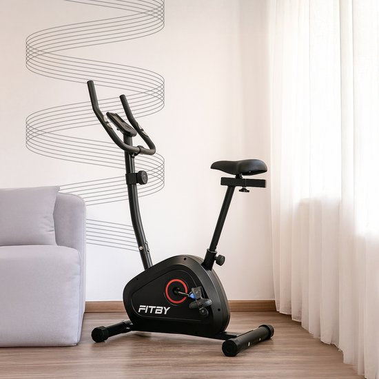 Vélo d'exercice Fitby - Vélo d'exercice - Vélo d'exercice Fitness - 8 niveaux de résistance - Avec fonction cardio-fréquencemètre - 100 KG - Noir