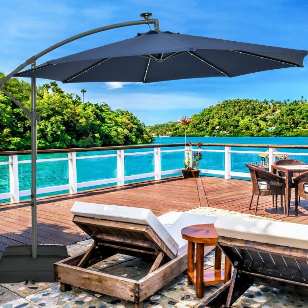 Coast Parasol flottant avec éclairage LED - Sacs de sable inclus - Ø3m - Bleu