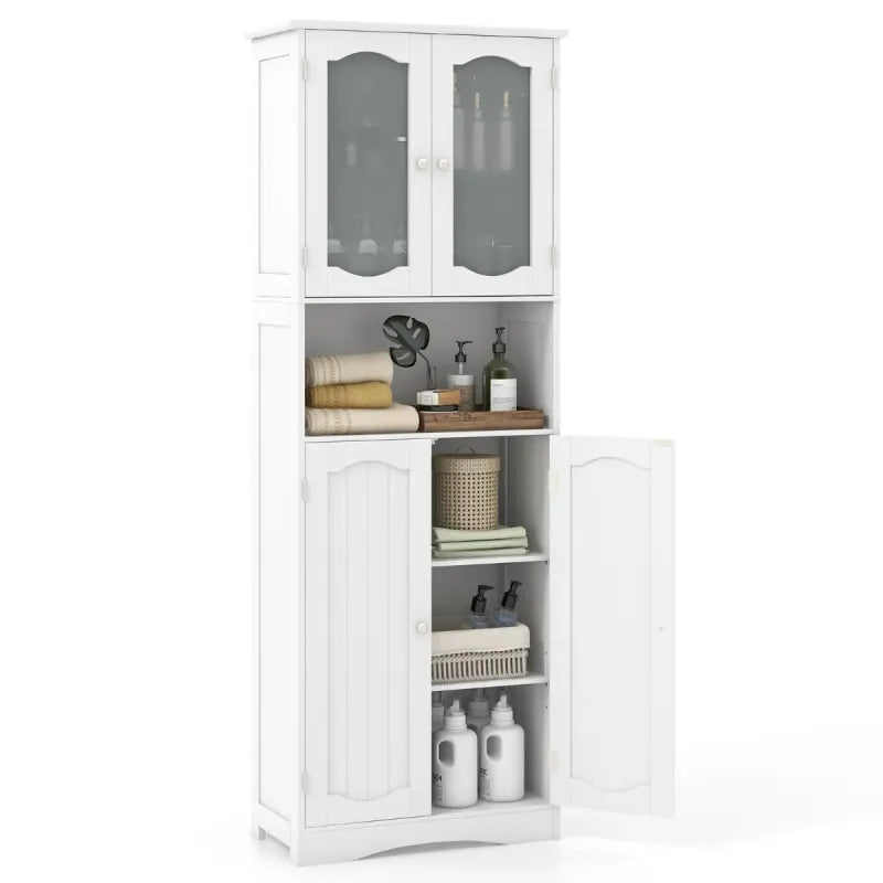 Armoire Coast - Réglable - MDF & Verre - 60 x 30 x 164 cm - Blanc