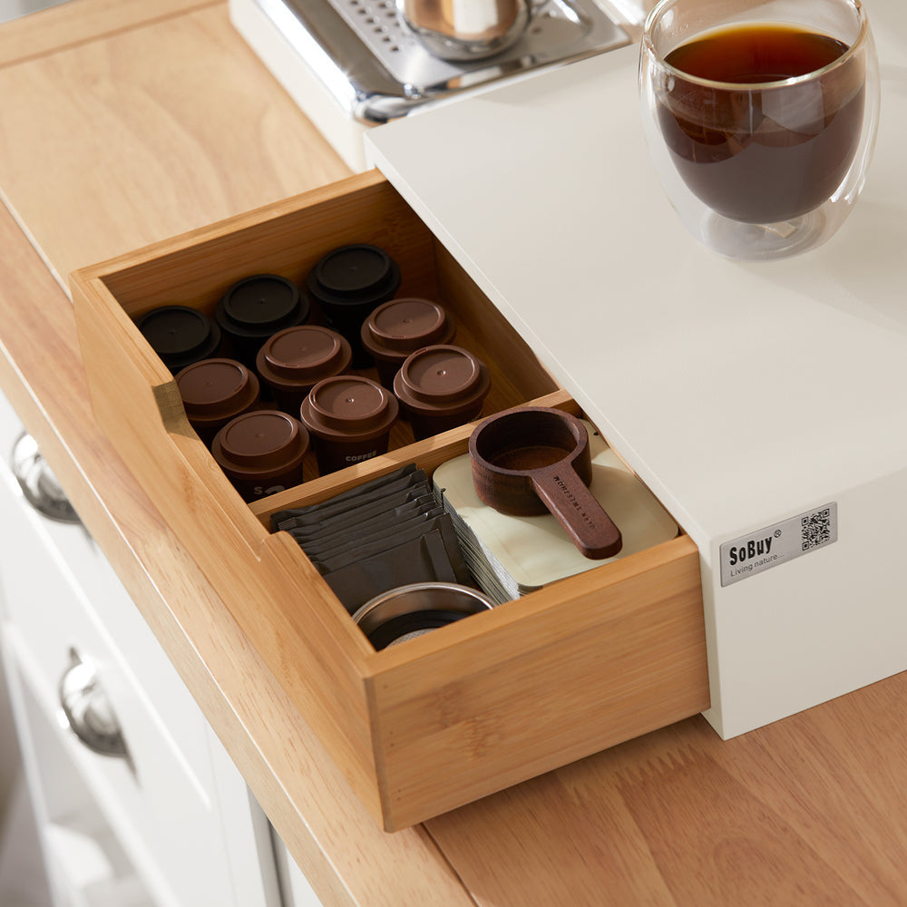 SoBuy FRG179-WN Porte-capsules à café - Bambou - 30x9x31 cm