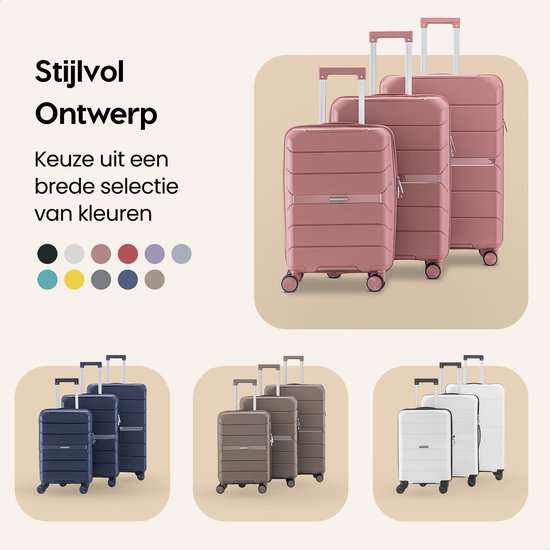 SKYCASES Urban Adventurer - Valise de voyage moyenne - Verrouillage par numéro - 44x27x66cm - 78L - Valise de voyage avec verrouillage de valise - Roues pivotantes - Rose