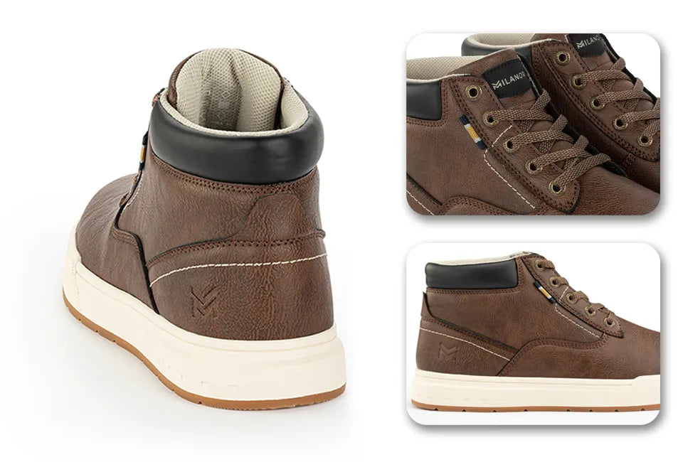 Baskets pour homme Milanoro, taille 43 - Semelle à crampons robuste - Cuir PU - Cognac