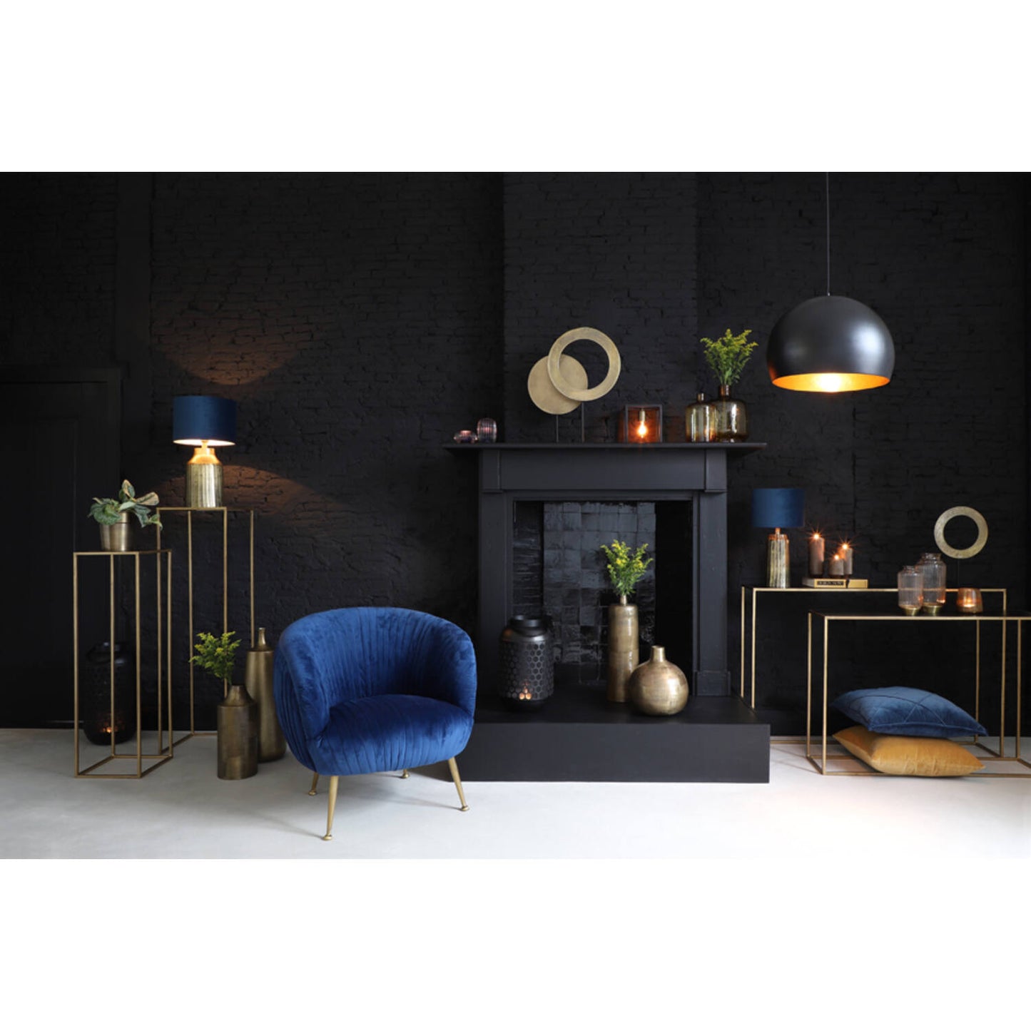 Light & Living JAICEY Lampe pendante Ø56x40 cm - Noir mat avec or - Design industriel - E27