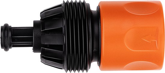 BLACK+DECKER Raccord rapide pour tuyau d'arrosage - avec Water Stop - 5/8'-3/4' - ⌀16-19 mm - Plastique - Noir/Orange
