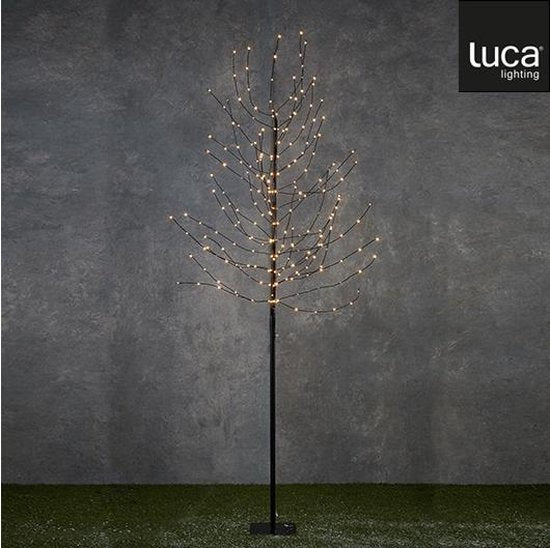 Luca Arbre à lumière avec éclairage LED blanc chaud - H200 x Ø18 cm - Noir