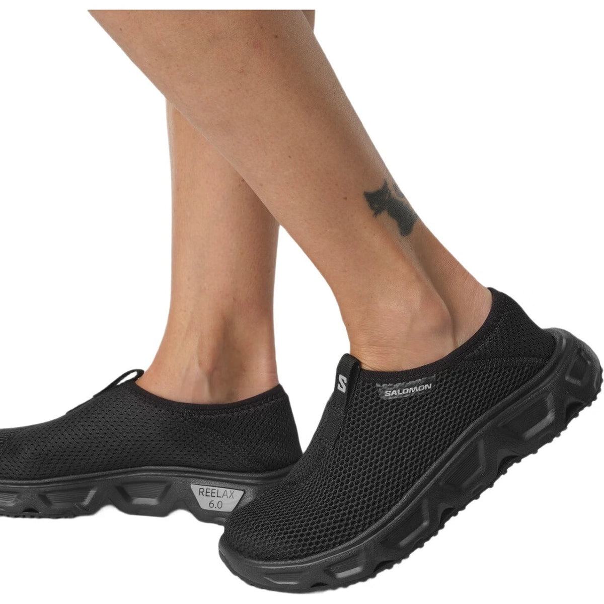 Salomon Reelax Moc 6.0 Chaussures de récupération pour femmes - Noir - Modèle sans lacets avec talon rabattable - Maille respirante - taille 37 1/3