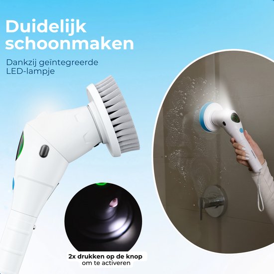 Beepro® Electric Cleaning Brush - Brosse électrique - Brosse à récurer - Pour la salle de bain et la cuisine - Brosse à récurer avec manche - 10 accessoires