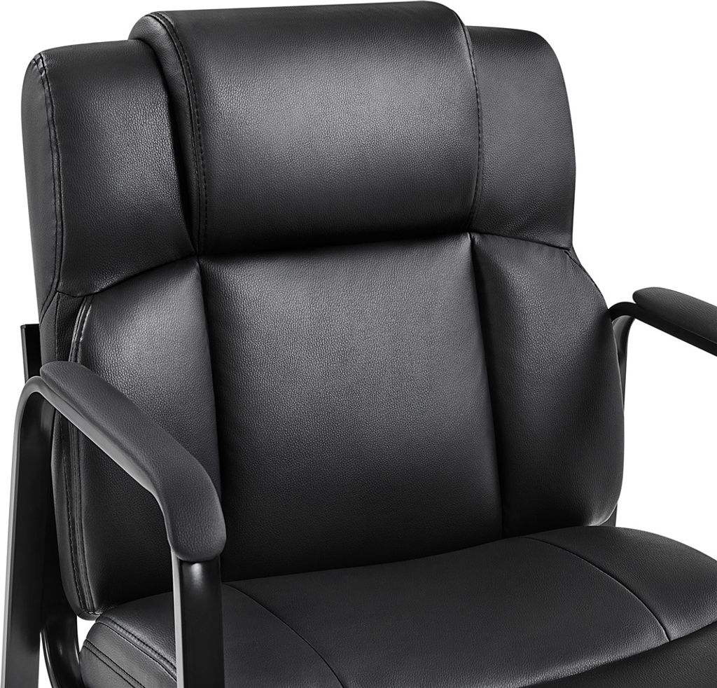 Yaheetech Lot de 2 chaises de bureau - Chaises de salle à manger avec accoudoirs et dossier - Simili cuir - 64 x 68,5 x 91,5 cm - Noir