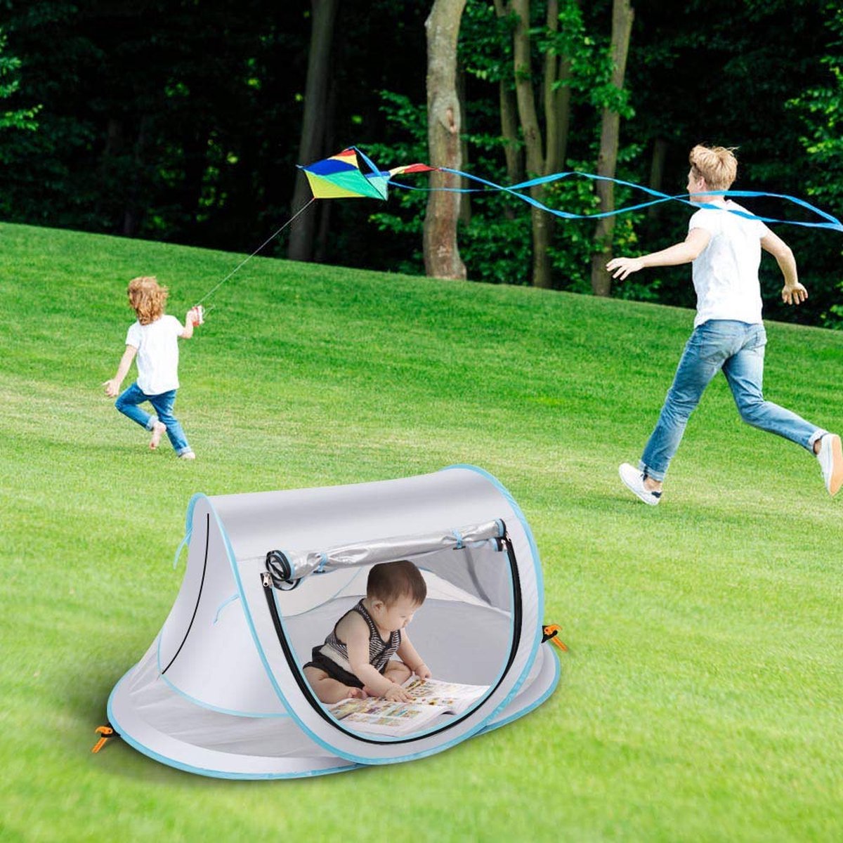 Fuegobird BabyBox Lit de Camping - UV50+ - Pliable - Moustiquaire incluse - 140 x 65 x 90 cm - Silver