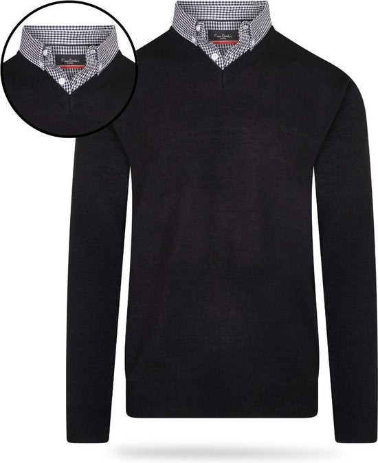 Pierre Cardin - Chandails pour hommes Pullover à col roulé - Noir - Taille S