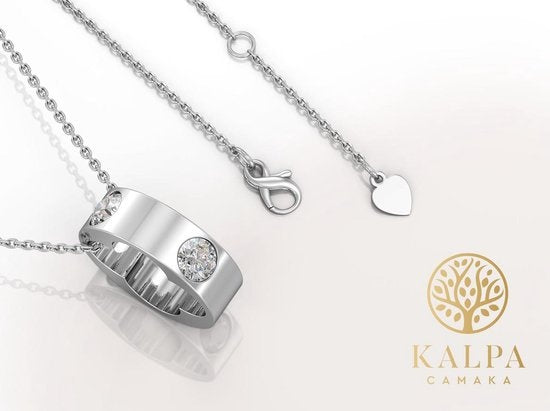 Yolora Collier pour femmes avec pendentif et cristaux Kalpa Camaka - couleur argent - plaqué or blanc 18K - boîte cadeau - cadeau de fête des mères
