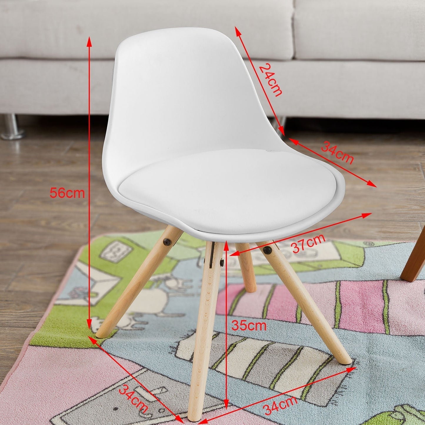 SoBuy Chaise haute avec siège rembourré - 34 X 34 X 56 Cm - Blanc