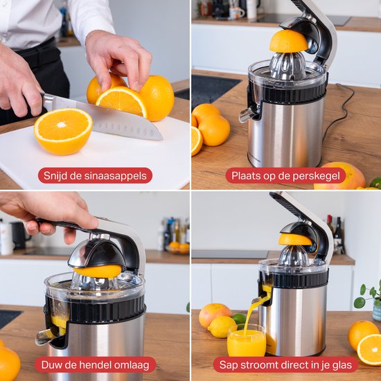AoraKitchen Presse-agrumes - Presse-orange électrique - 600ML - Presse-citron - 160W - Extracteur de jus - 2 cônes de pressage