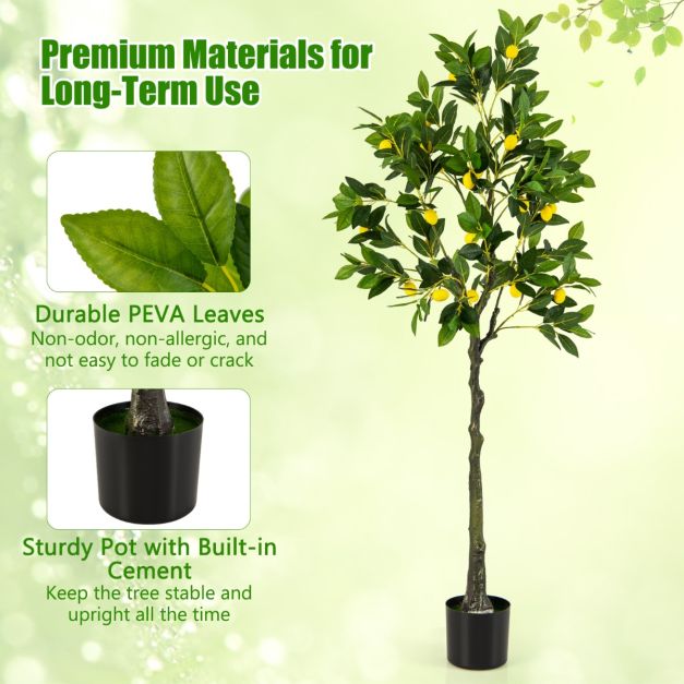 Citronnier artificiel Coast - 160 cm - Arbre fruitier réaliste - Pot en ciment