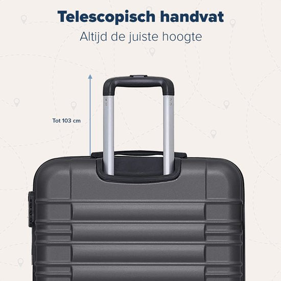 TRVLMORE Valise à main - 38L - Verrouillage par numéro - Léger - Trolley - 54x36x20cm - Gris foncé