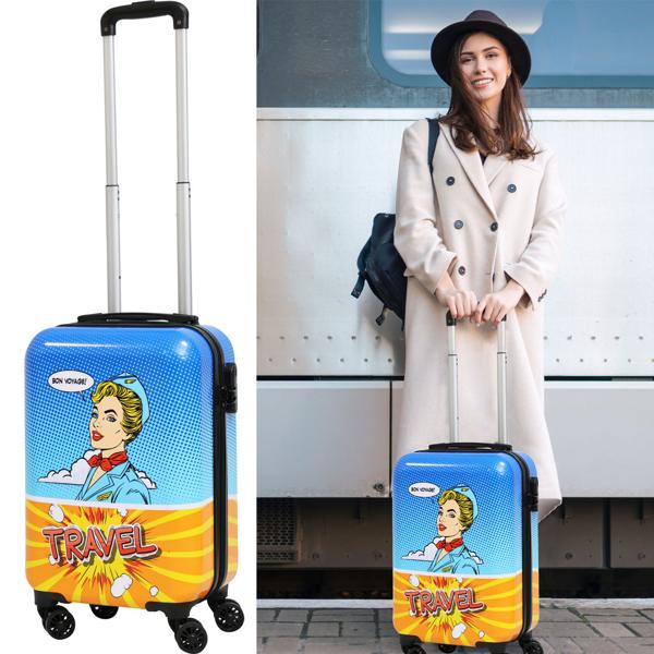 Excellent Houseware Hand Luggage Case - Incl. Number Lock & Packing Straps - 27 litres - 32,5 x 21 x 45 cm - Mixed Colours