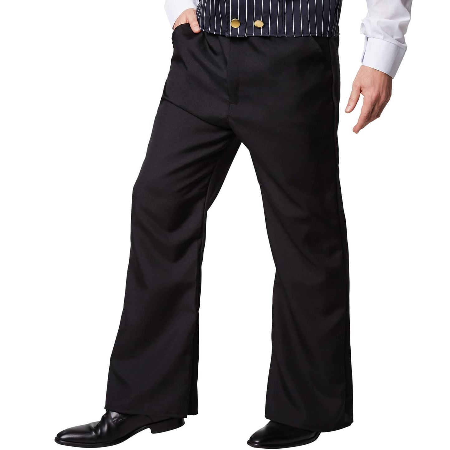 costume de gentleman charleston - taille S - noir/blanc - polyester - comprenant chapeau, chemise, gilet et pantalon