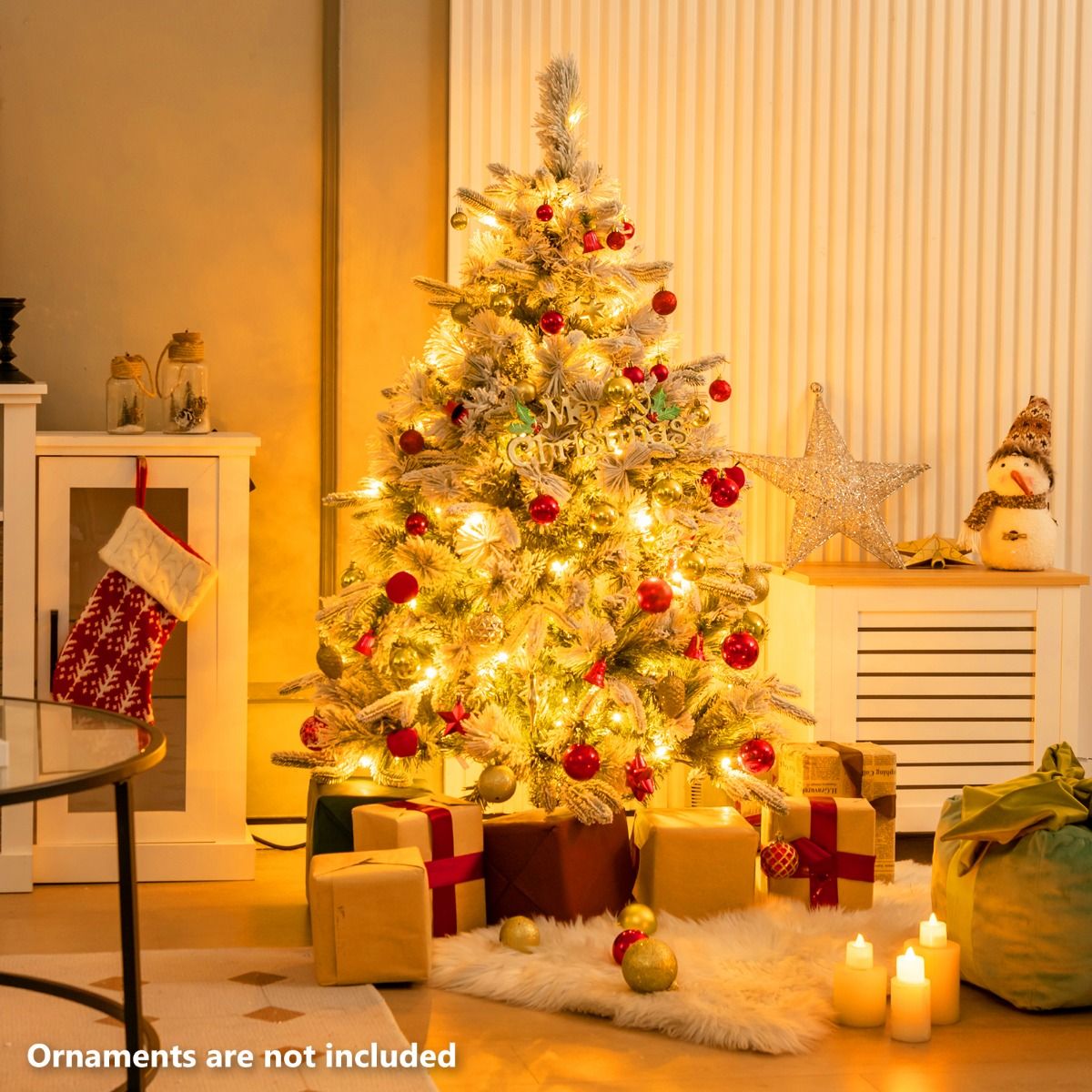 Coast Artificial Christmas Tree With Snow And Lights - 150 Warm White LED Lights - 136 cm de haut - Vert