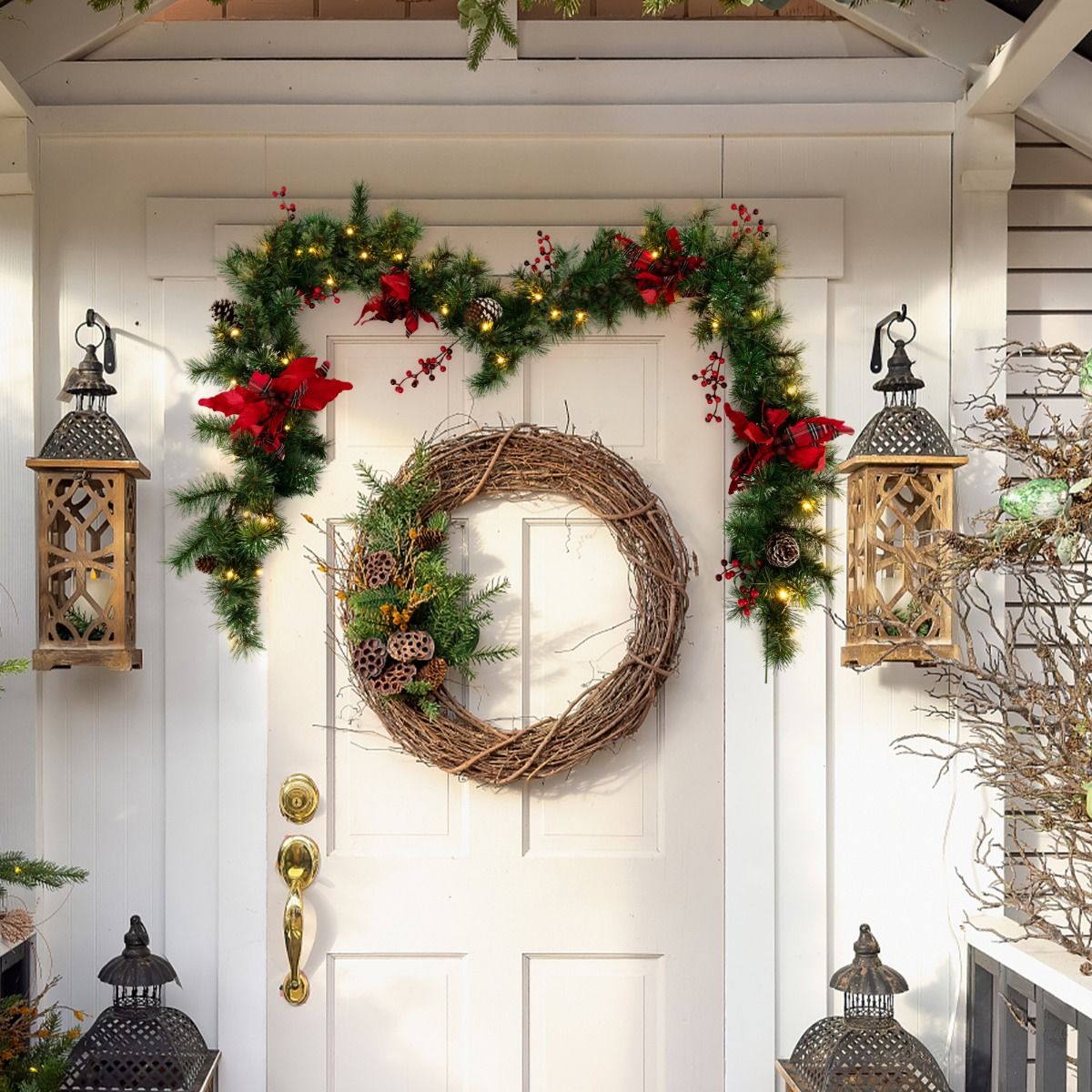 Guirlande de Noël Coast avec lumières 270 cm - Blanc chaud - Vert Rouge - Intérieur et extérieur