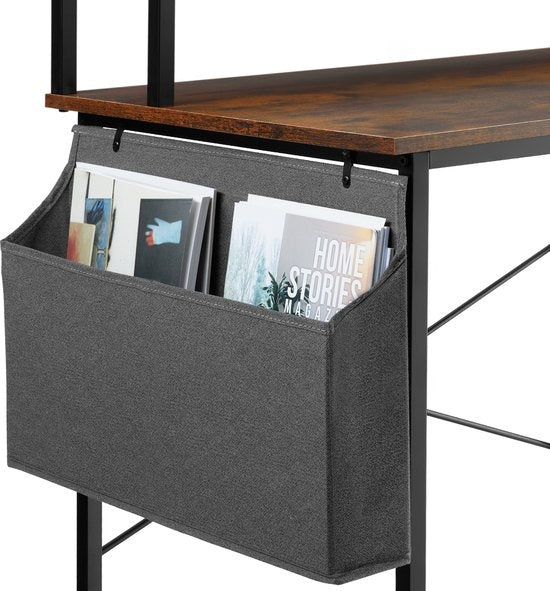 tectake® - Everett desk - largeur 80 cm - avec étagère et organiseur - table d'ordinateur - brun foncé - 404662