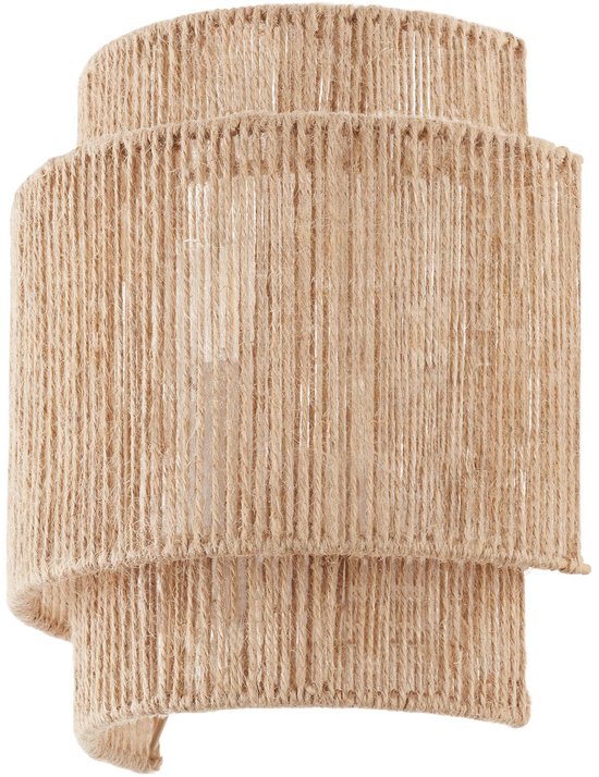 tectake® Lampe murale Lignea Lux - 40W - 12 x 23 x 25,5 cm - E14 - Lampe murale pour le salon, la chambre à coucher, la salle à manger - Lampe en toile de jute de style boho - Eclairage d'escalier - Semi-circulaire